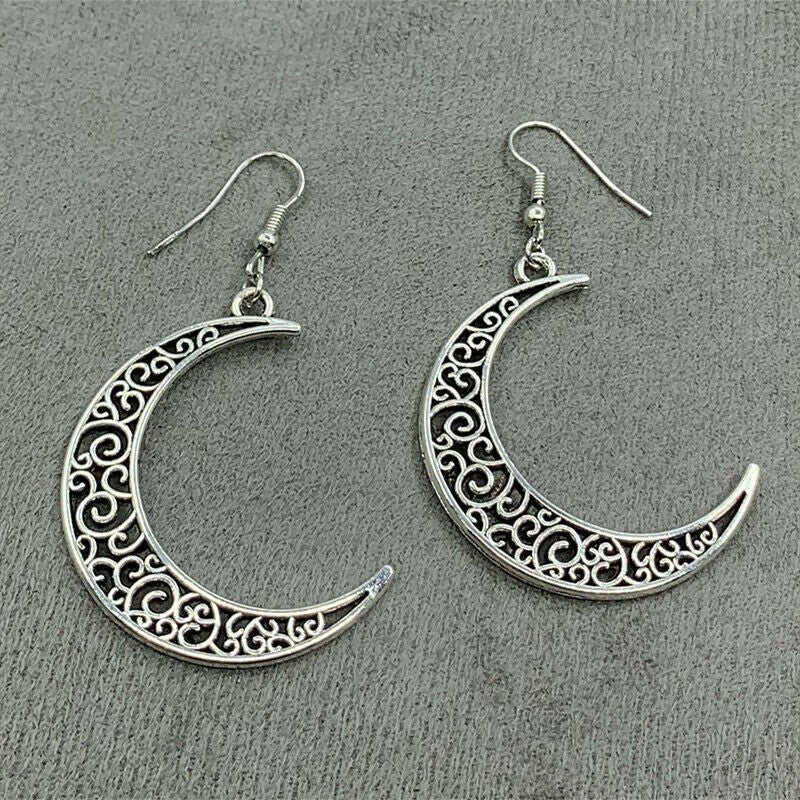 Alloy Cutout Moon Earrings OutfitFlow