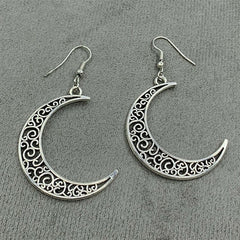 Alloy Cutout Moon Earrings OutfitFlow