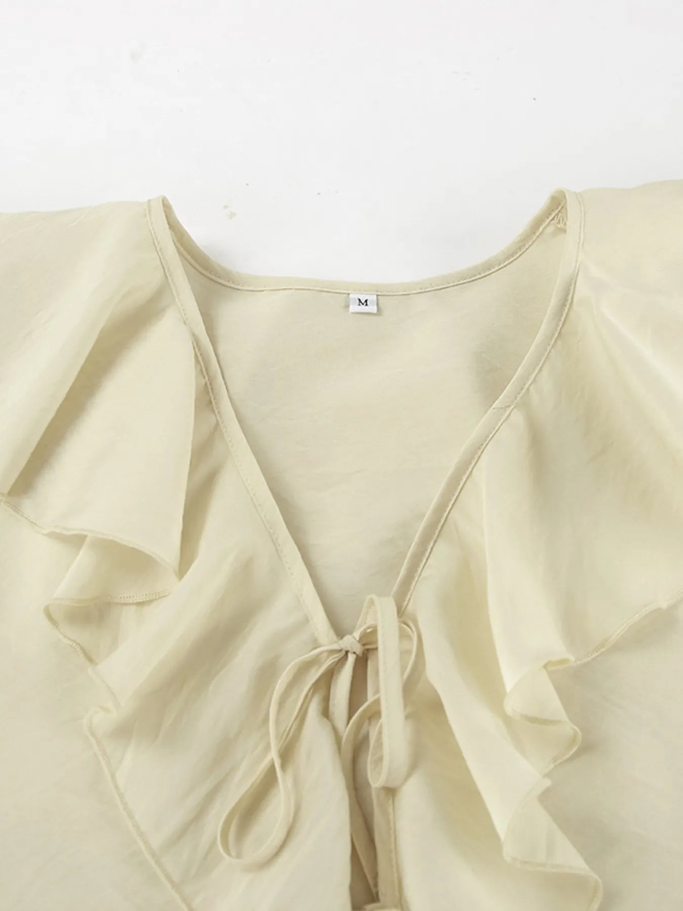 Ruffled V-Neck Top and Shorts Set OutfitFlow