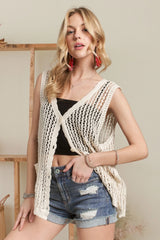 ADORA Button Down Crochet Vest Top OutfitFlow