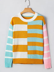 Color Block Striped Sweater OutfitFlow
