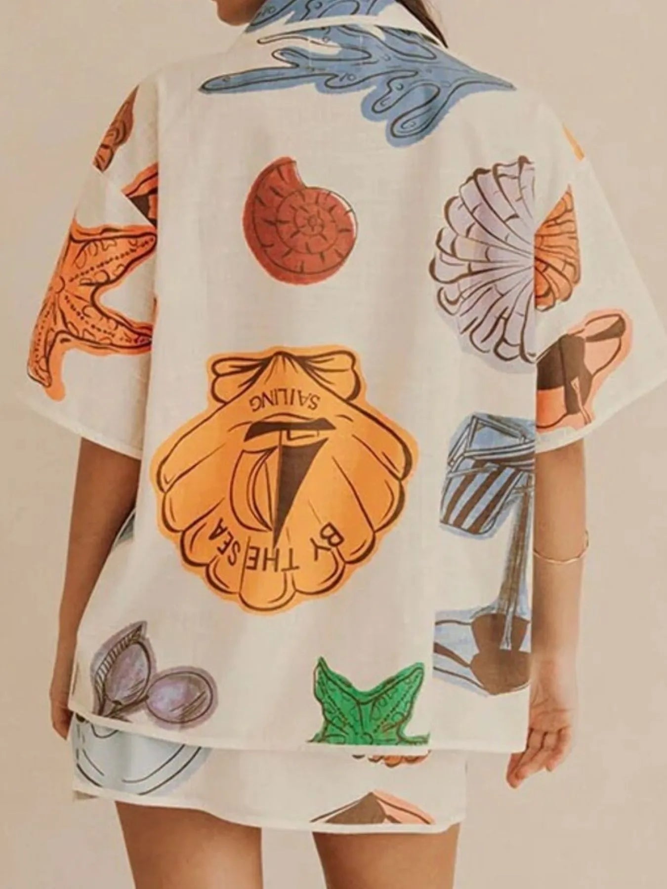 Button Up Short Sleeve Shirt and Shorts Set OutfitFlow