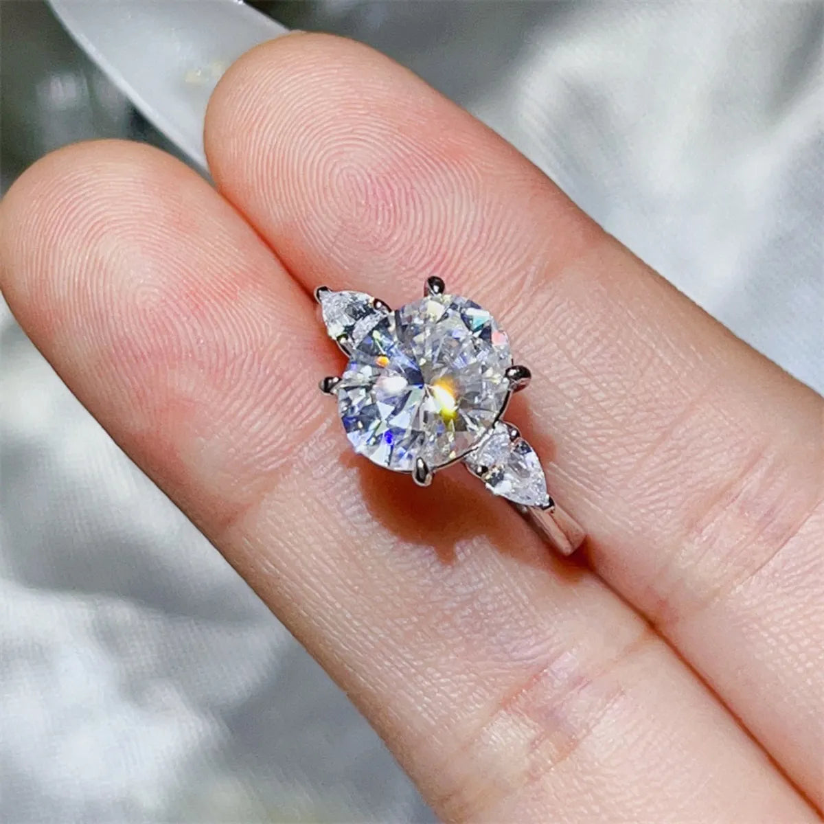 3 Carat Moissanite 925 Sterling Silver Ring OutfitFlow