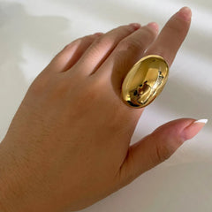 18K Gold-Plated Dome Ring Gold OutfitFlow