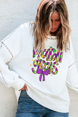 MARDI GRAS Round Neck Long Sleeve Sweatshirt OutfitFlow