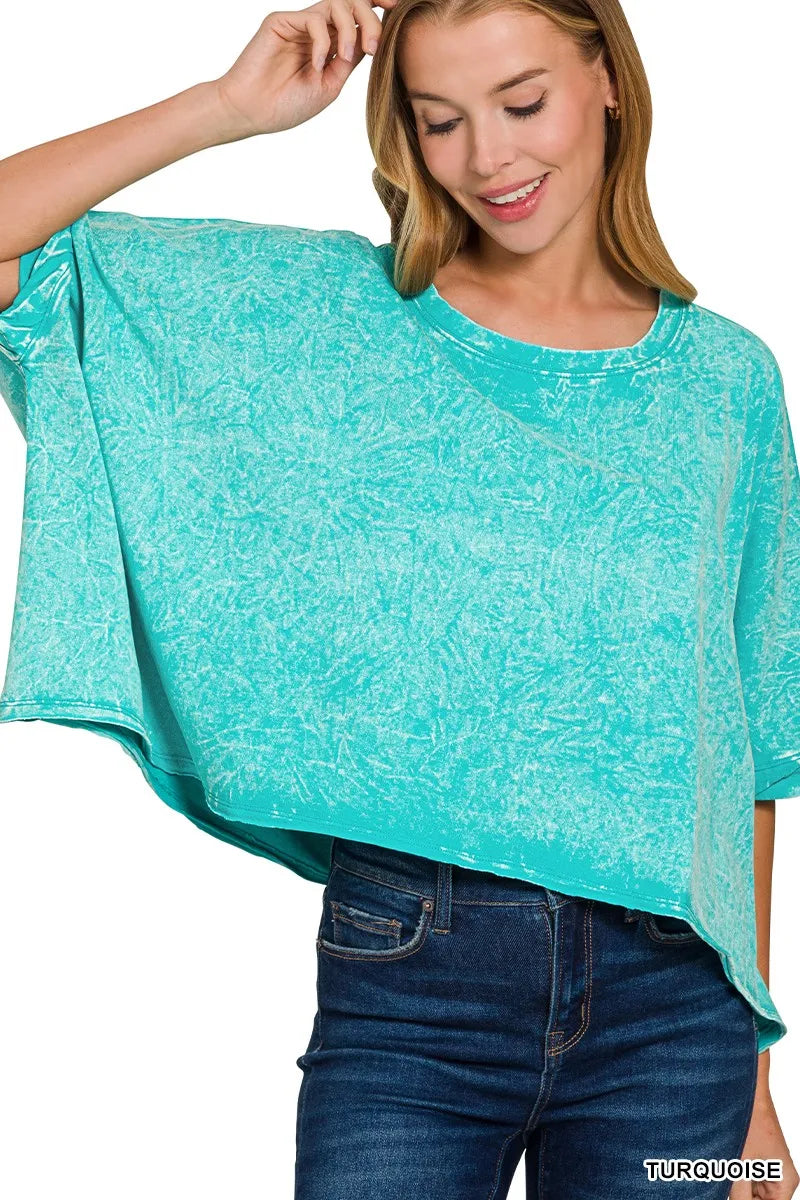 Zenana Premium Cotton Crinkle Wash Oversized T-Shirt OutfitFlow
