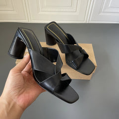 Open Toe Block Heels Sandals Black OutfitFlow