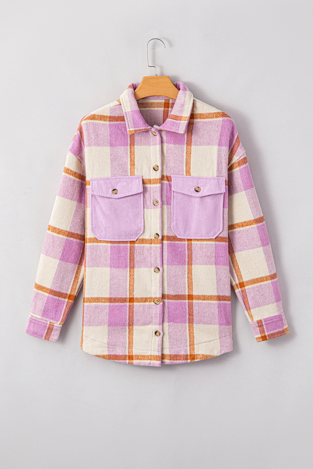 Outfit Flow - Plaid Corduroy Pockets Brushed Checkered Jacket