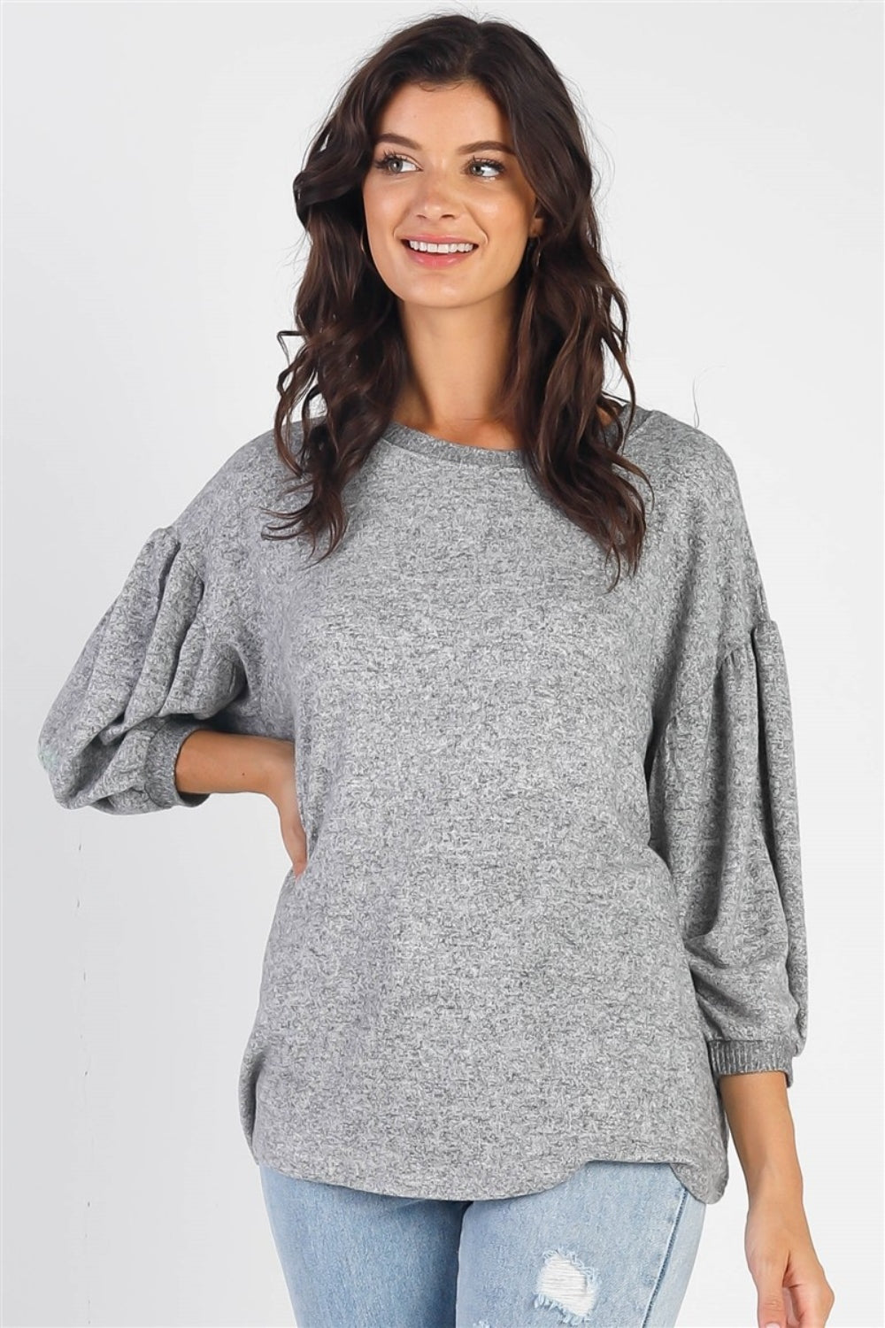 Cherish Apparel Drop Shoulder Puff Sleeve Top