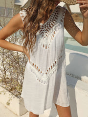 Crochet Detail Beach Cover Up Dress OutfitFlow