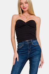 Outfit Flow - Zenana Ruched Twisted Sweetheart Neck Top