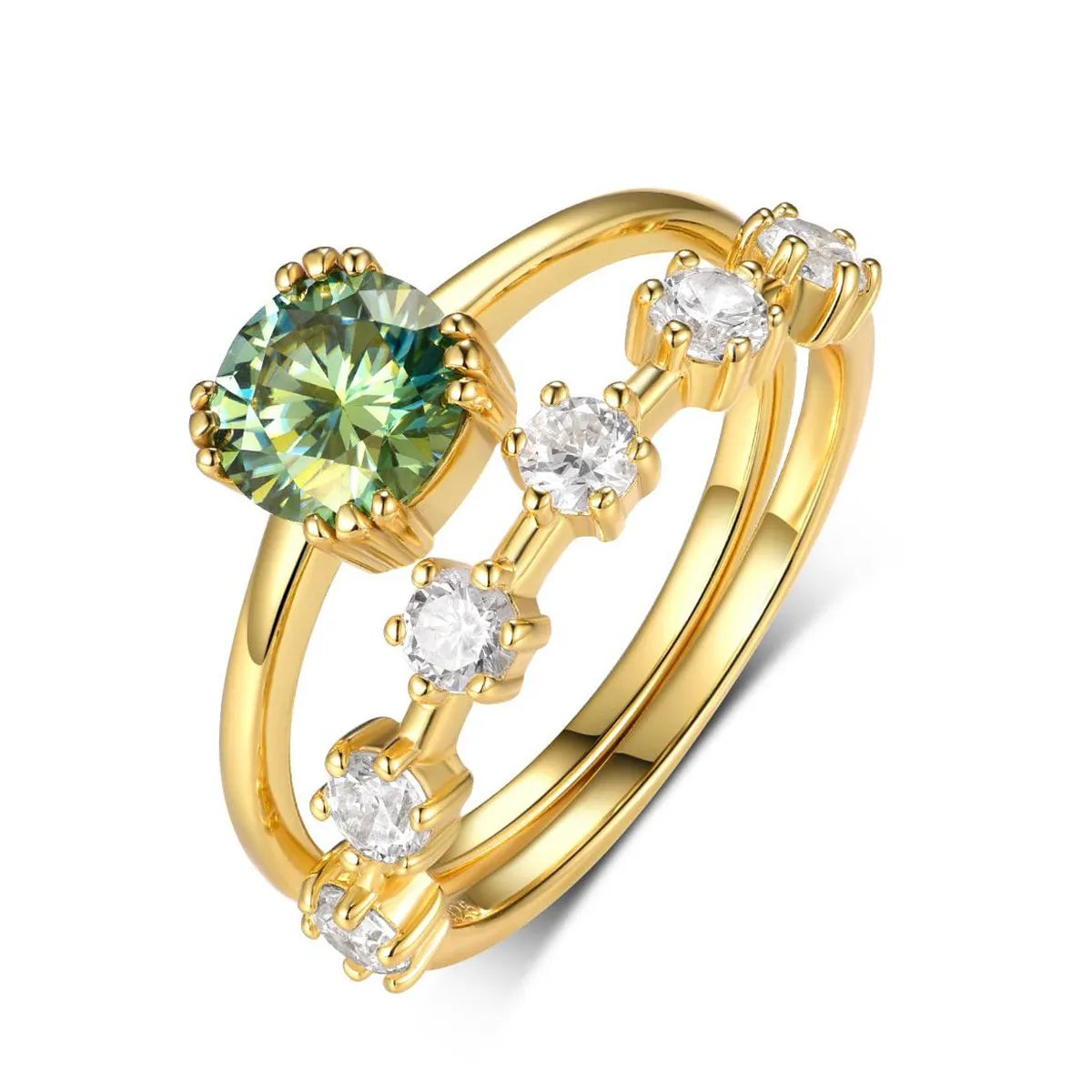 1 Carat Moissanite 925 Sterling Silver 2pcs Ring Set OutfitFlow