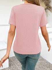 Cross Line Detail Round Neck T-Shirt OutfitFlow