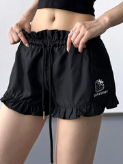 Ruffle Hem Drawstring Shorts OutfitFlow