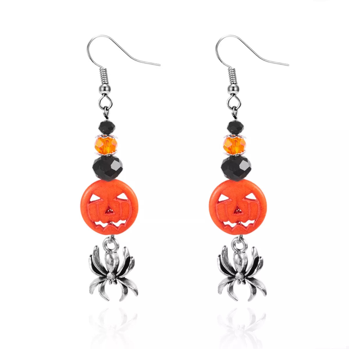 Halloween Spider Pumpkin Drop Earrings OutfitFlow