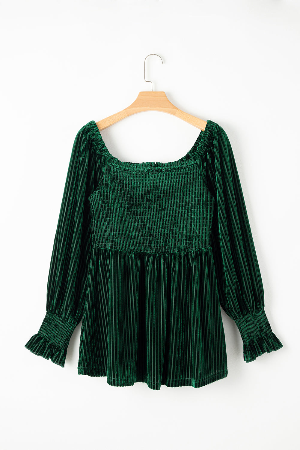 Outfit Flow - Smocked Ribbed Velvet Babydoll Top