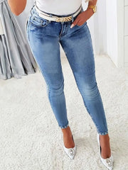 Rhinestone Butterfly Jeans with Pockets OutfitFlow