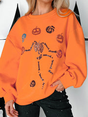 Halloween Skeleton Pumpkin Sweatshirt OutfitFlow