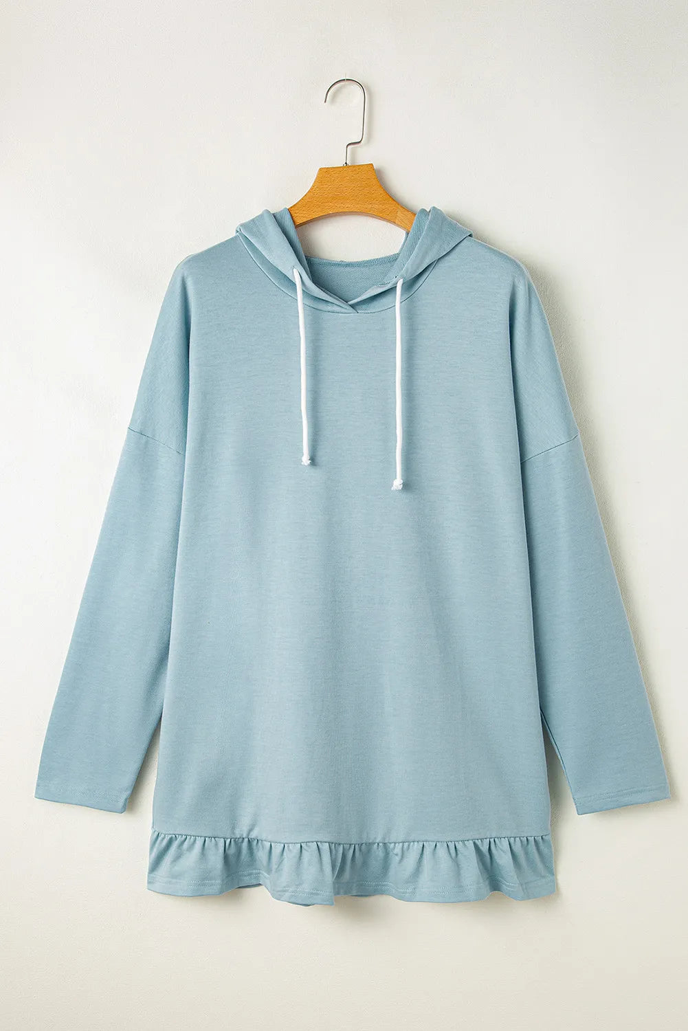 Outfit Flow - Drawstring Ruffled Dropped Shoulder Long Sleeve Hoodie