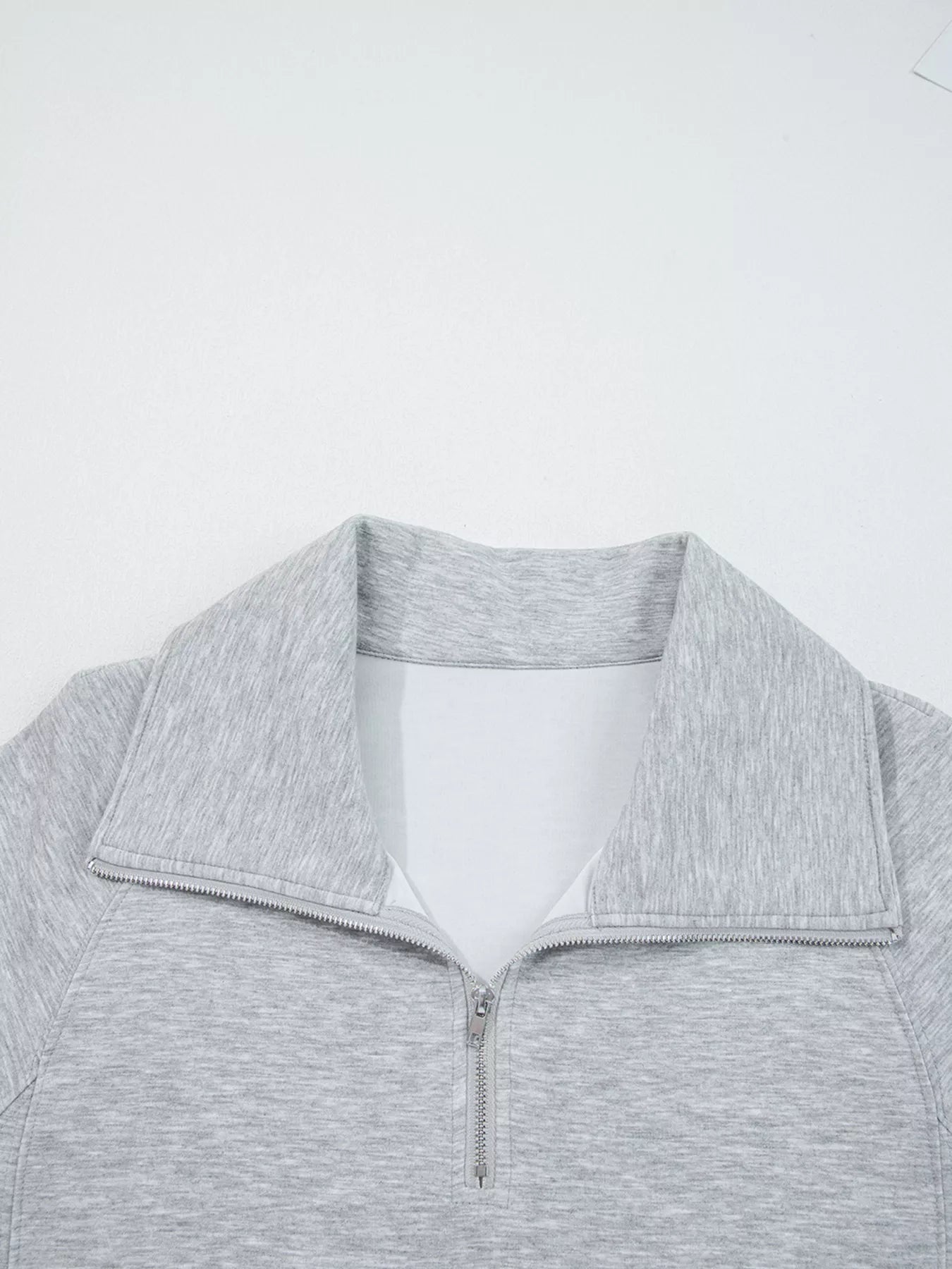 Zip Collar Long Sleeve Top and Drawstring Pants Set OutfitFlow