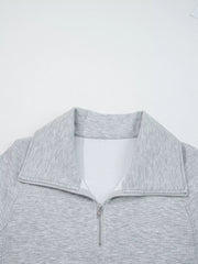 Zip Collar Long Sleeve Top and Drawstring Pants Set OutfitFlow