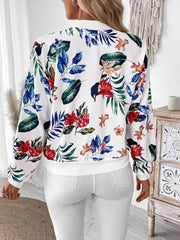 Printed Zip Up Long Sleeve Jacket OutfitFlow