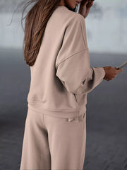 Casual Loose Fit Top and Pants Two-Piece Set OutfitFlow