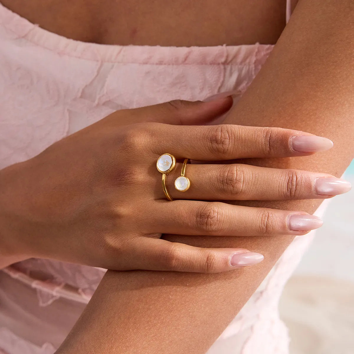 18K Gold-Plated Inlaid Zircon Open Ring OutfitFlow