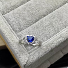 925 Sterling Silver Heart Ring Blue OutfitFlow
