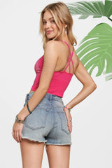 ADORA Rhinestone Casual Crop Top OutfitFlow