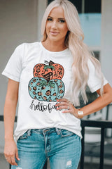 Pumpkin Graphic Short Sleeve T-Shirt OutfitFlow