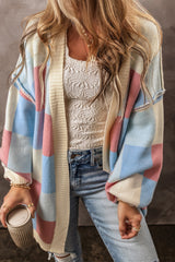 Outfit Flow - Exposed Seam Color Block Open Front Cardigan