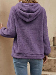 Outfit Flow - Drawstring Long Sleeve Fuzzy Hoodie