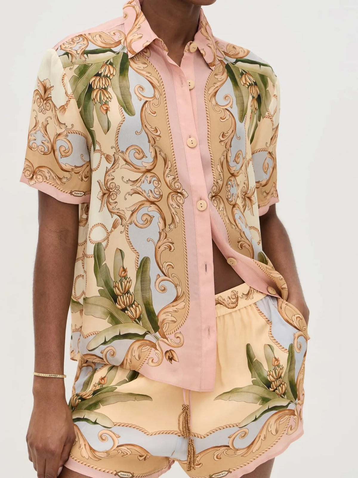 Button Up Short Sleeve Shirt and Shorts Set Multicolor OutfitFlow