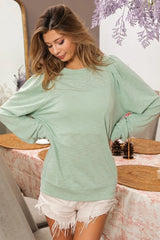 BiBi Slub Terry Puff Shoulder Sweatshirt SAGE OutfitFlow