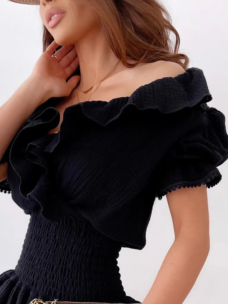 Ruffled Smocked Layered Mini Dress OutfitFlow