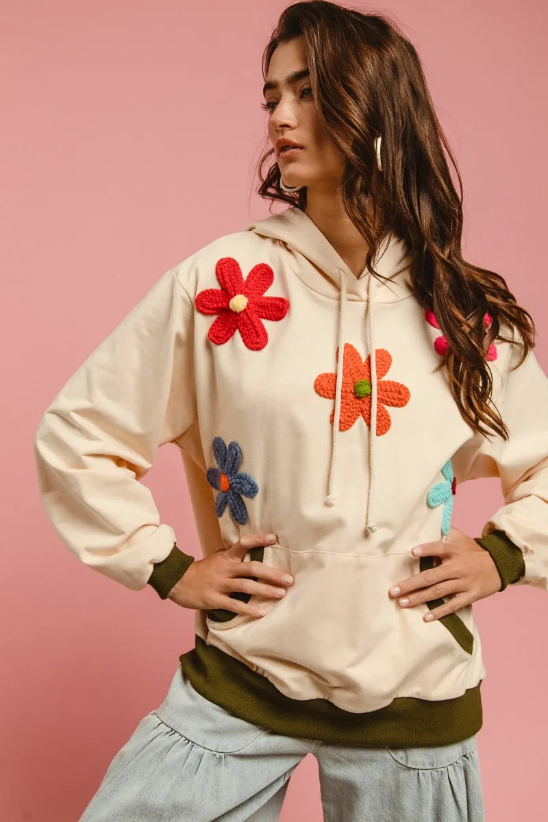 BiBi Patched Hoodie Top OutfitFlow