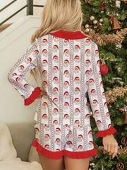 Christmas Santa & Stripes Ruffle Top and Shorts Set OutfitFlow