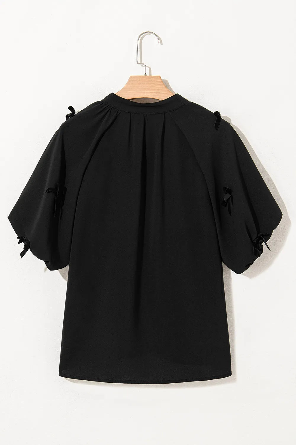 Bow Decor Puff Sleeve Blouse OutfitFlow