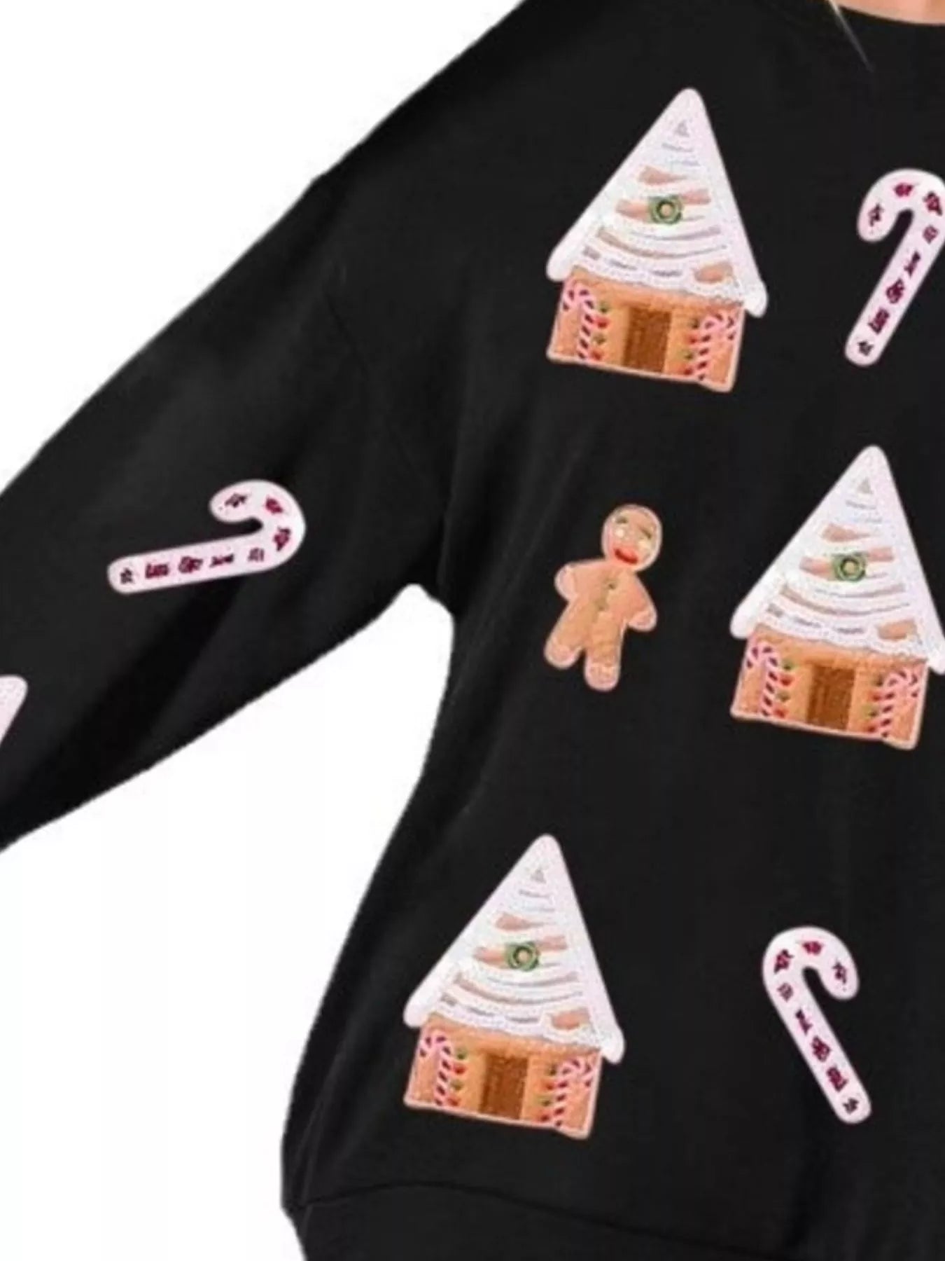 Christmas Gingerbread House Sequin Sweatshirt OutfitFlow