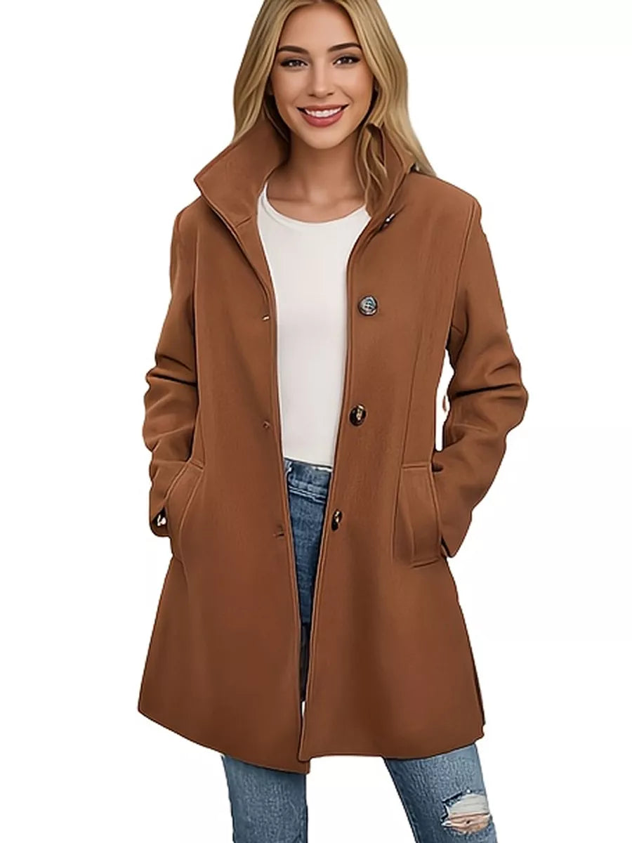 Button-Down Long Sleeve Outerwear Brown OutfitFlow