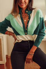 Color Block Buttoned Sweater OutfitFlow