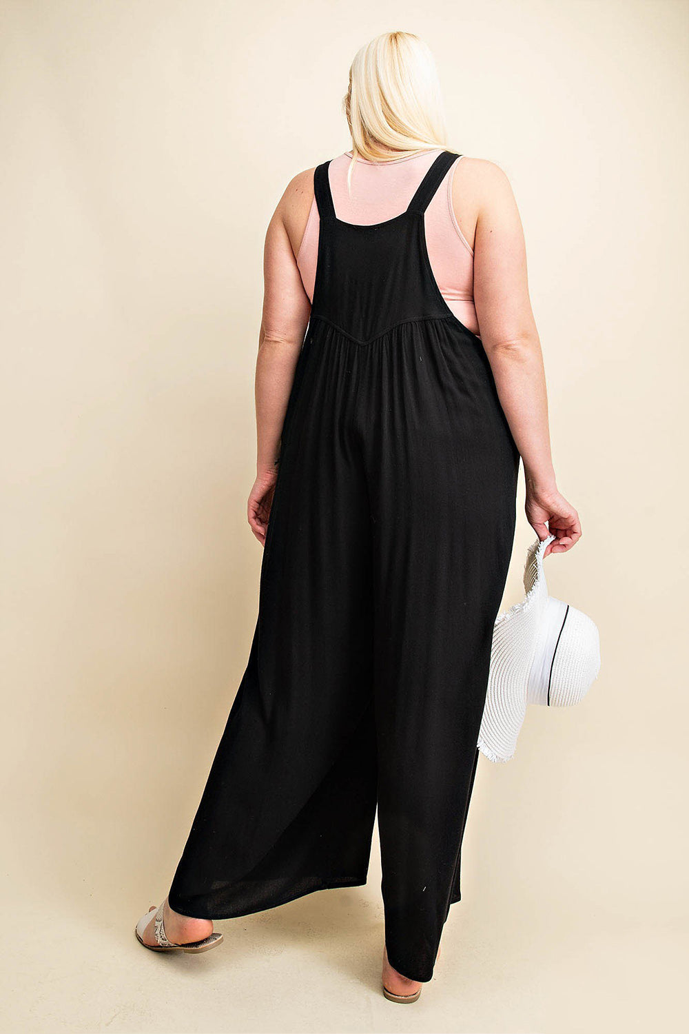 Outfit Flow - Kori America Full Size Sleeveless Ruched Wide Leg Overalls