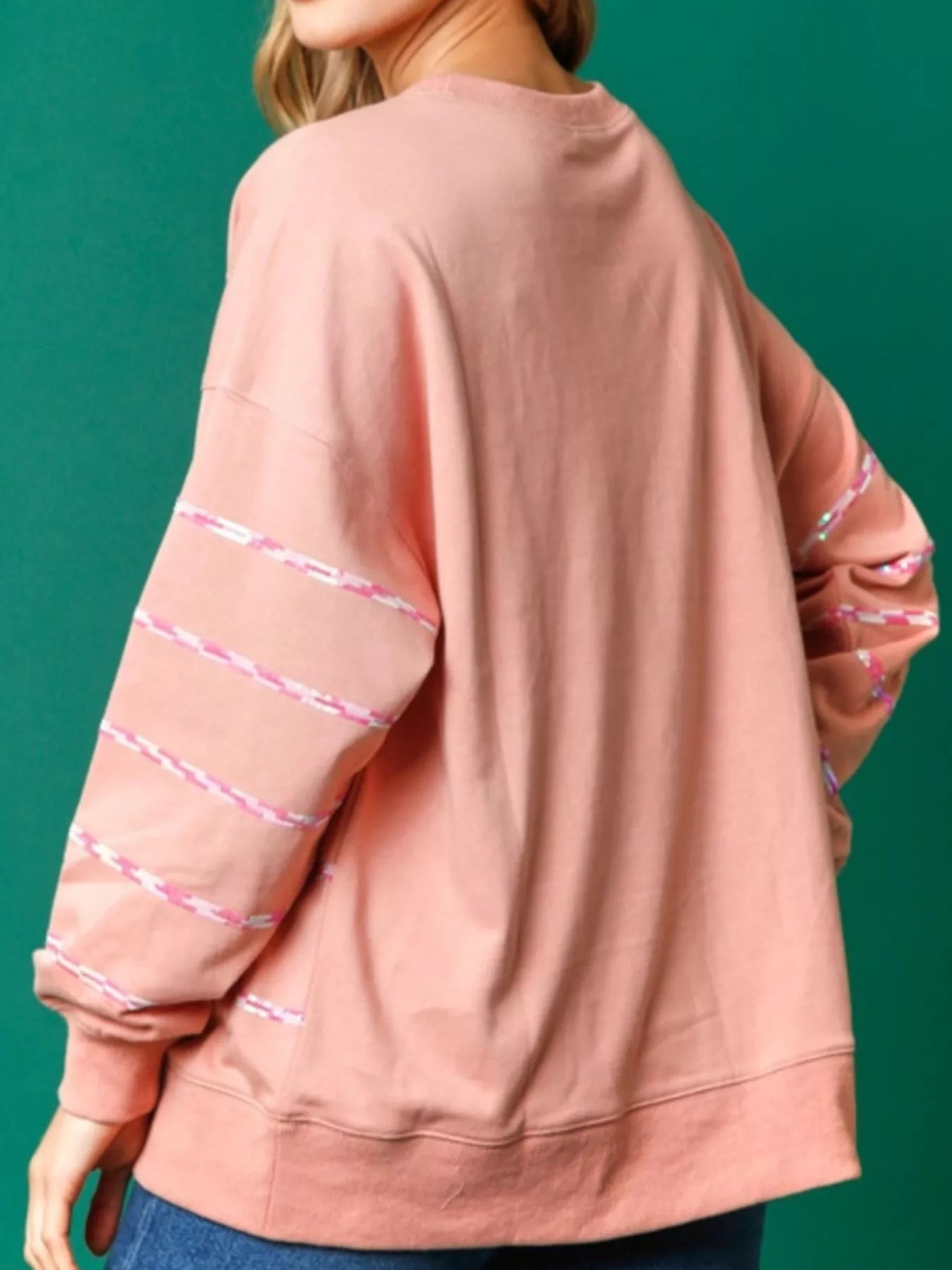 Christmas Santa Striped Long Sleeve Sweatshirt OutfitFlow