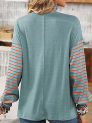 Striped Color Block Long Sleeve T-Shirt OutfitFlow