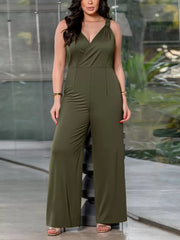 Plus Size Smocked Wide Leg Jumpsuit OutfitFlow