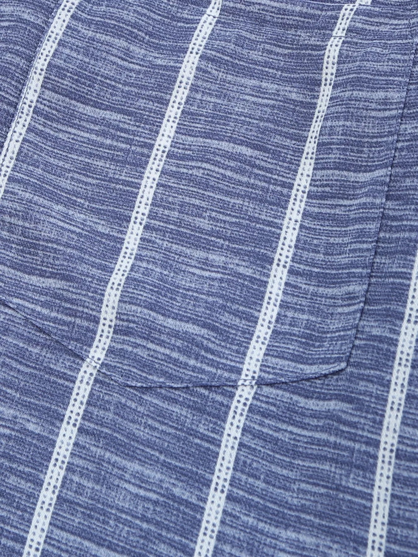 Striped Print V Neck Half Buttons Loose Blouse OutfitFlow