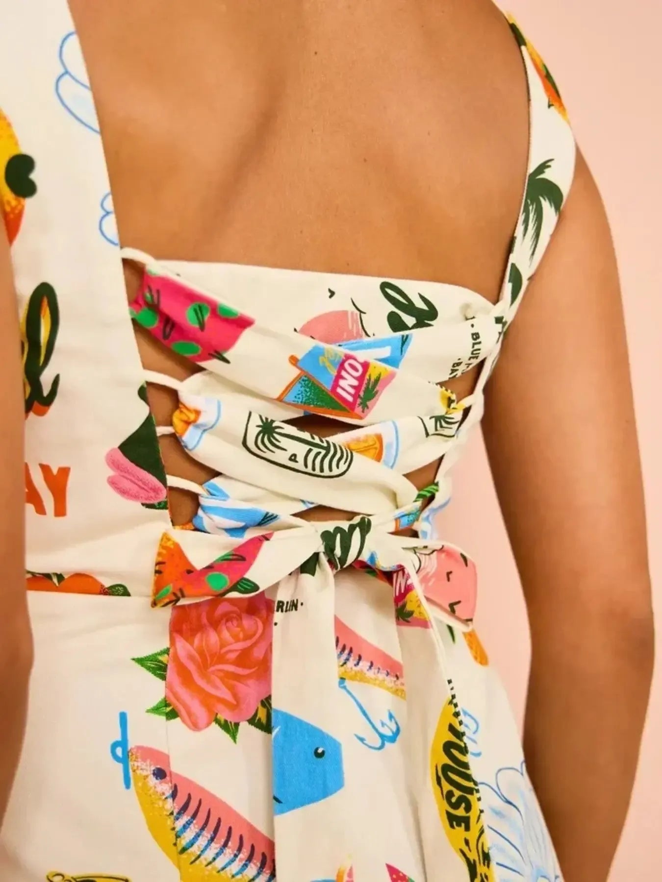 Printed Square Neck Summer Mini Dress OutfitFlow
