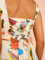 Printed Square Neck Summer Mini Dress OutfitFlow