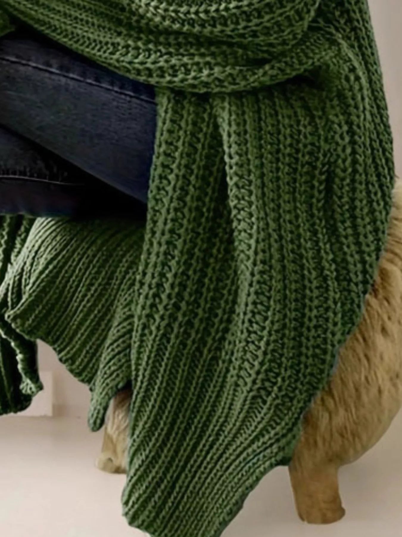 Chunky Knit Open Front Cardigan OutfitFlow